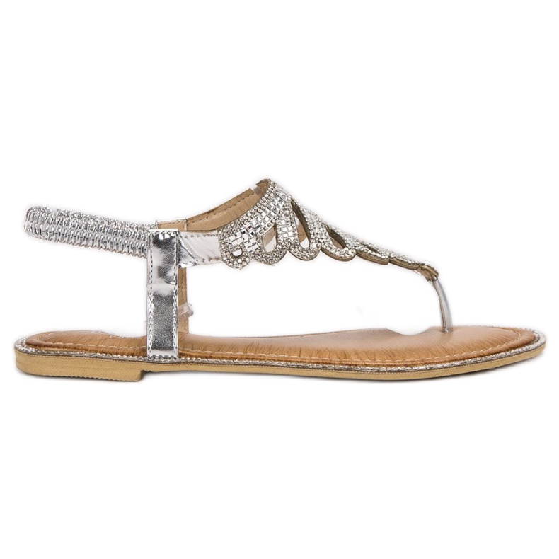 SHELOVET Tongs Sandales Avec Cristaux gris