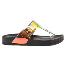 Ideal Shoes Tongs effet holo le noir