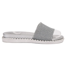 SHELOVET Pantoufles En Caoutchouc Avec Cubic Zirconia gris