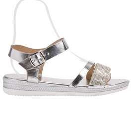 SHELOVET Sandales à la mode avec zircone cubique gris