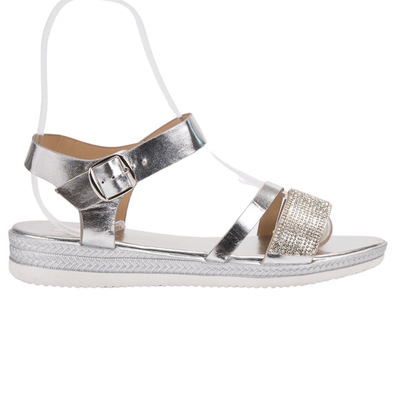 SHELOVET Sandales à la mode avec zircone cubique gris