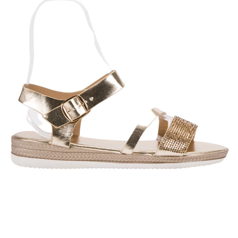 SHELOVET Sandales à la mode avec zircone cubique d'or
