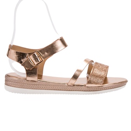 SHELOVET Sandales à la mode avec zircone cubique rose jaune SHELOVET Sandales à la mode avec zircone cubique rose jaune