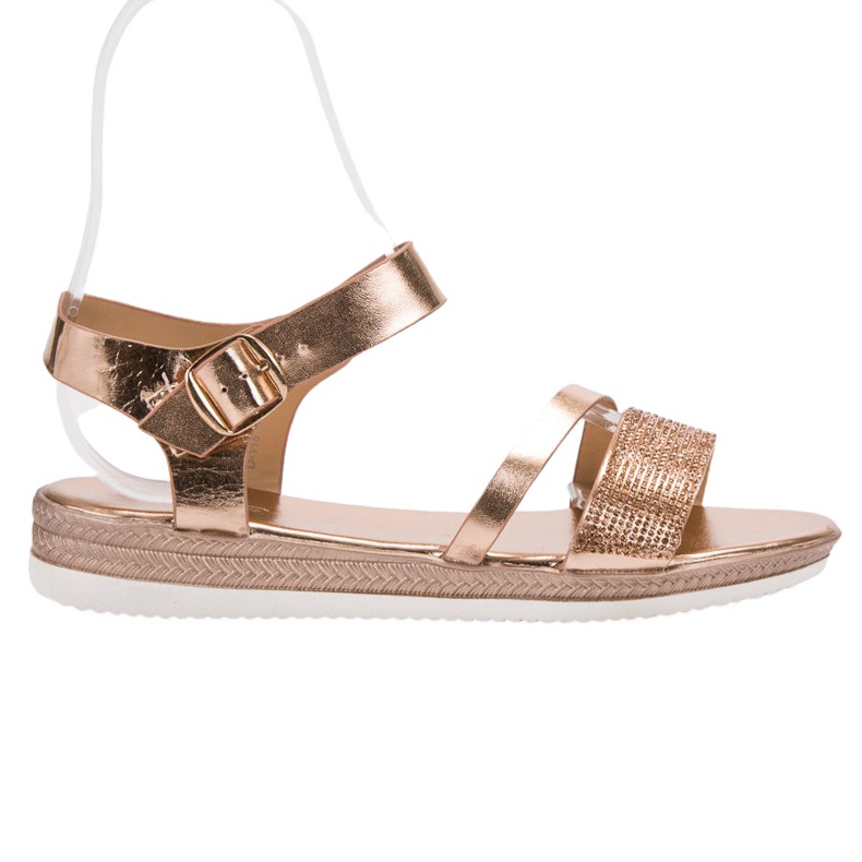 SHELOVET Sandales à la mode avec zircone cubique rose jaune