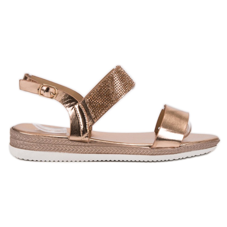 SHELOVET Sandales décontractées en or rose multicolore jaune