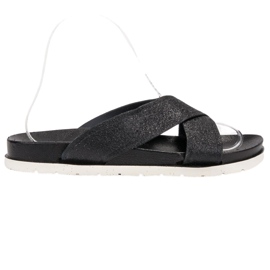 Emaks Chaussons Noirs À Paillettes le noir