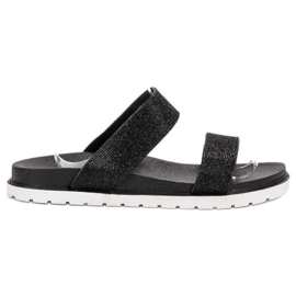 SHELOVET Pantoufles En Caoutchouc À Paillettes le noir