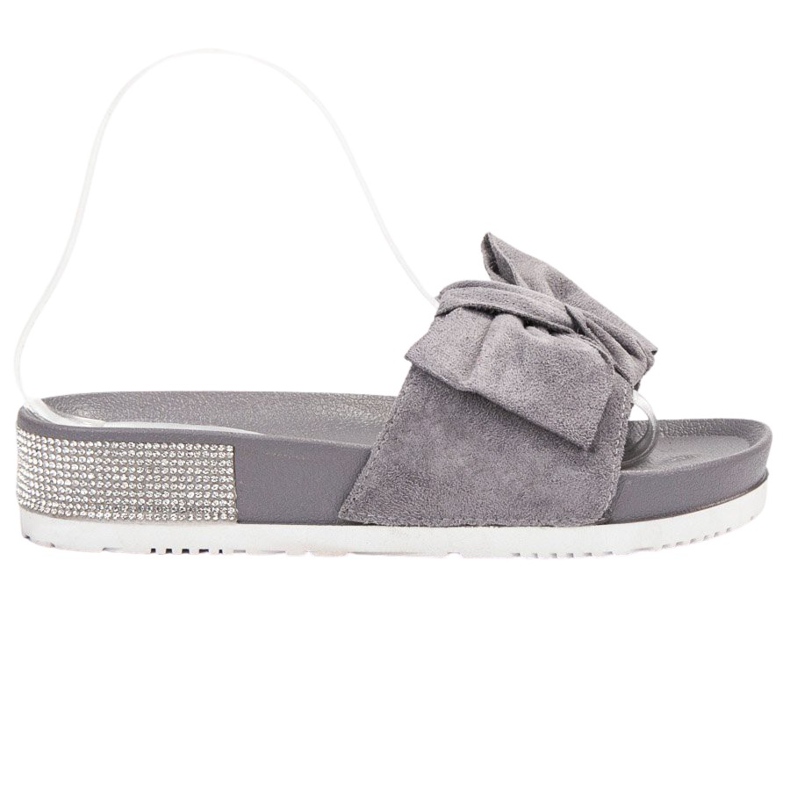 SHELOVET Pantoufles En Daim Avec Oxyde De Zirconium gris