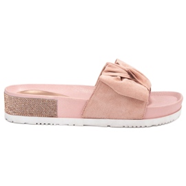 SHELOVET Pantoufles En Daim Avec Oxyde De Zirconium rose SHELOVET Pantoufles En Daim Avec Oxyde De Zirconium rose
