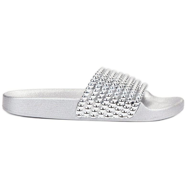 Bestelle Pantoufles En Caoutchouc Avec Perles gris