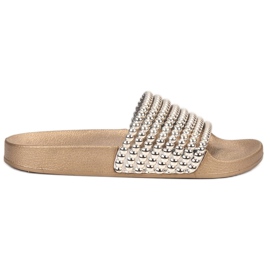Bestelle Pantoufles En Caoutchouc Avec Perles jaune