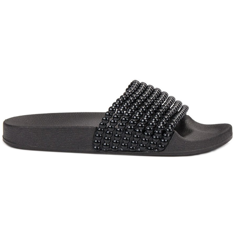 Bestelle Pantoufles En Caoutchouc Avec Perles le noir