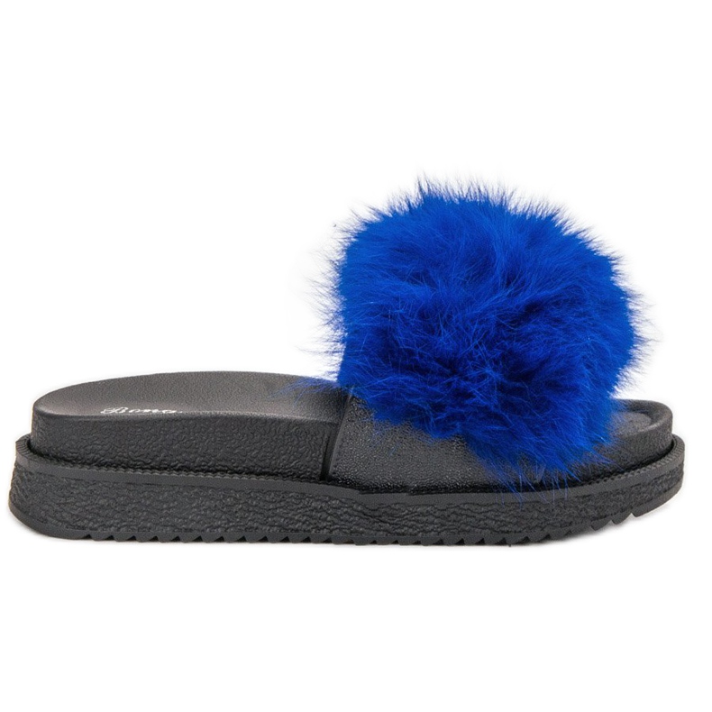 SHELOVET Pantoufles Avec Fourrure bleu