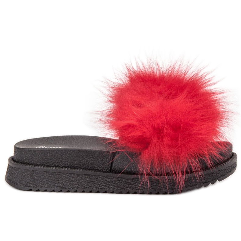 SHELOVET Pantoufles Avec Fourrure rouge
