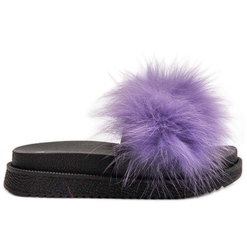 SHELOVET Pantoufles Avec Fourrure violet