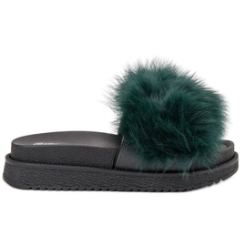 SHELOVET Pantoufles Avec Fourrure vert