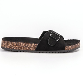 SHELOVET Pantoufles En Daim Avec Boucle le noir