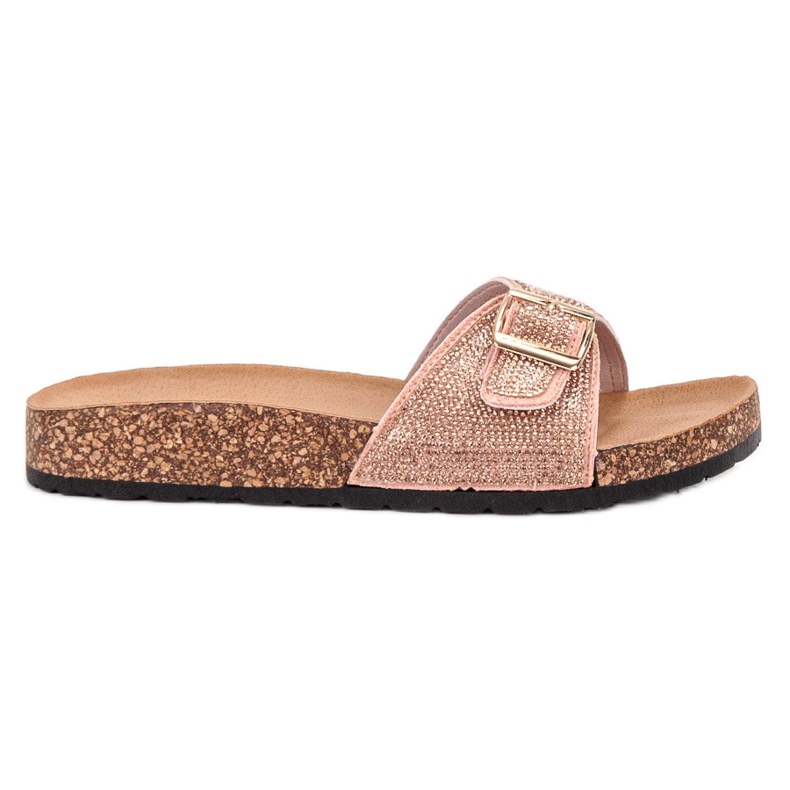 Marquiz Pantoufles Brillantes Avec Boucle rose