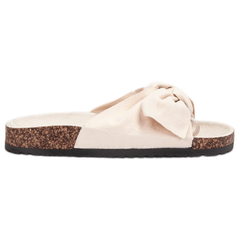 Bona Pantoufles En Daim Avec Nœud beige