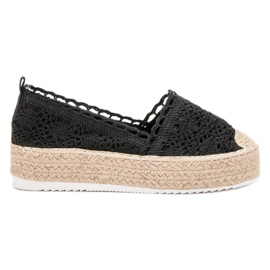 SHELOVET Espadrilles en dentelle noir
