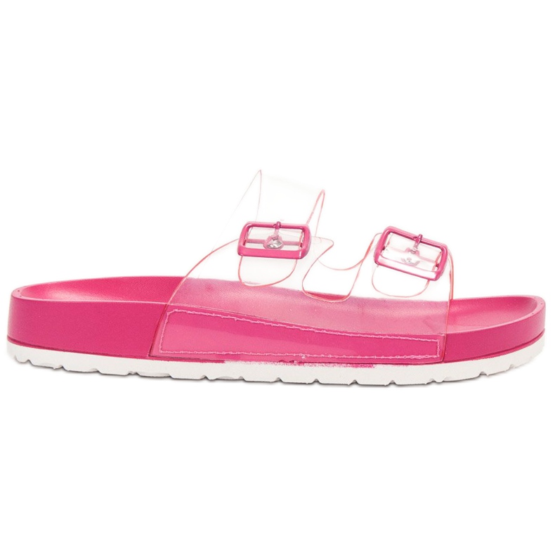 Ideal Shoes Pantoufles Transparentes Avec Une Boucle rose