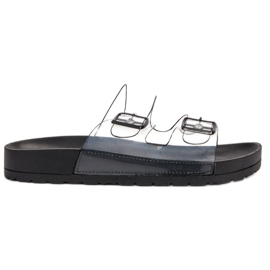 Ideal Shoes Pantoufles Transparentes Avec Une Boucle noir