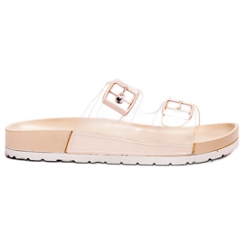 Ideal Shoes Pantoufles Transparentes Avec Une Boucle brun