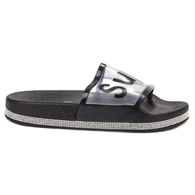 Bona Des tongs transparentes le noir