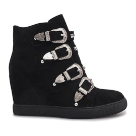 Baskets en daim noir à boucles Maya