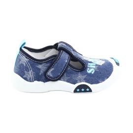 American Club Baskets enfant insert cuir TEN12 bleu marine bleu gris