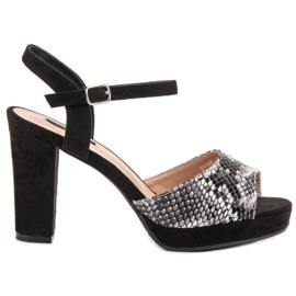 SHELOVET Sandales à imprimé serpent noir