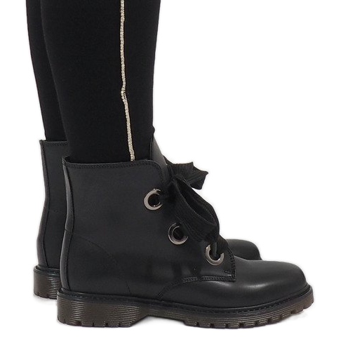 Kayla Shoes Bottines noires à lacets PF276 le noir