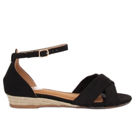 Espadrilles sandales noires 9R121 Noir le noir