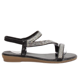 KM-33 Sandales noires asymétriques noires le noir KM-33 Sandales noires asymétriques noires le noir