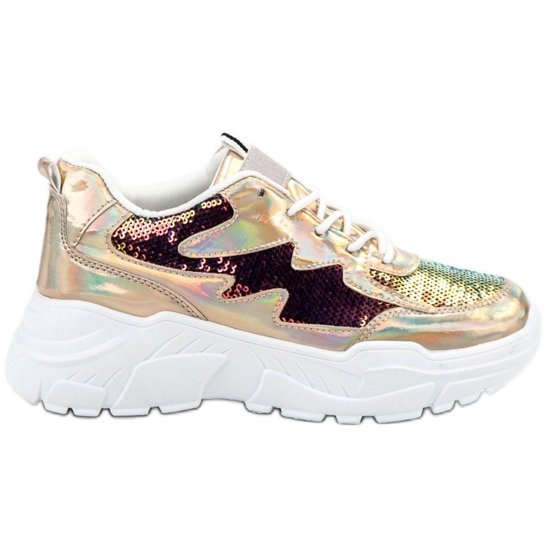 SHELOVET Baskets dorées à paillettes d'or SHELOVET Baskets dorées à paillettes d'or