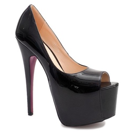 Clous Hauts Laqués Sur La Plateforme D913 Noir