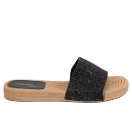 Chaussons noirs pour femmes JFF-V182 Noir le noir