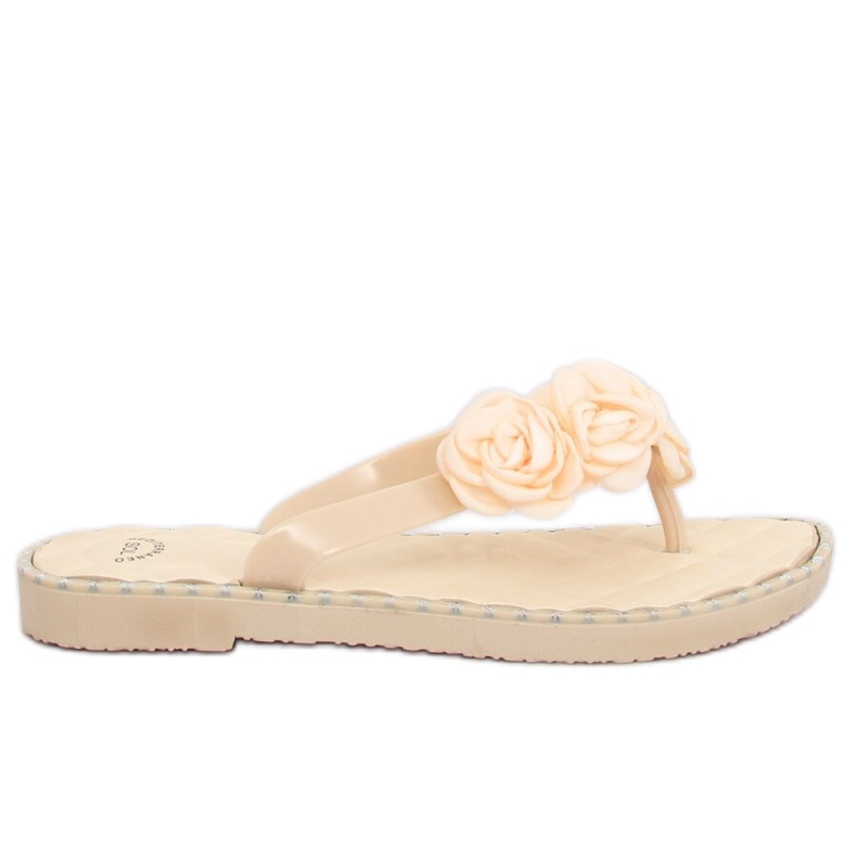 Tongs beiges à fleurs YJL-1818 Beż