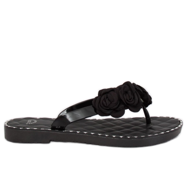 Tongs noires à fleurs YJL-1818 Noir le noir