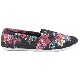 SHELOVET Slipony En Fleurs le noir multicolore