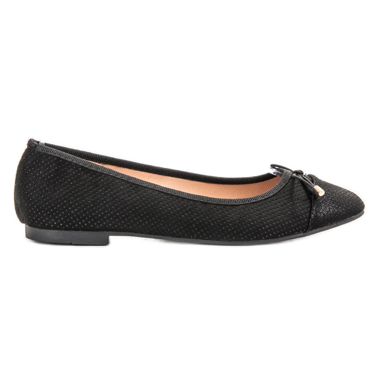 Super Mode Ballerines en daim le noir