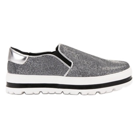 SHELOVET Slipons légers sur la plate-forme noir gris