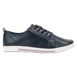 Filippo Richelieus en cuir bleu marin