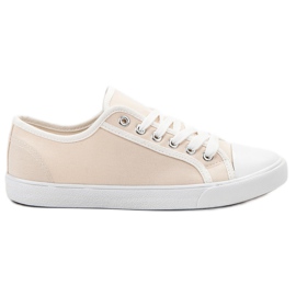 SHELOVET Baskets basses pour femmes blanc brun