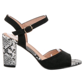 Vinceza Sandales à imprimé serpent noir