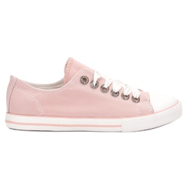 SHELOVET Baskets attachées avec un ruban rose