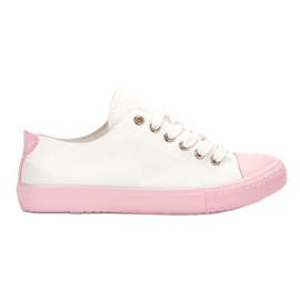 SHELOVET Baskets bicolores blanc rose