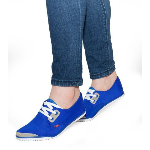 Baskets à lacets bleues en lycra CC8518