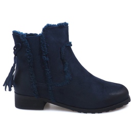 Bottines Chaudes Jodhpur boots Fourrure W156 Marine bleu marine
