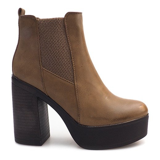 Bottines À Talons Avec Un Élastique E4863 Kaki vert